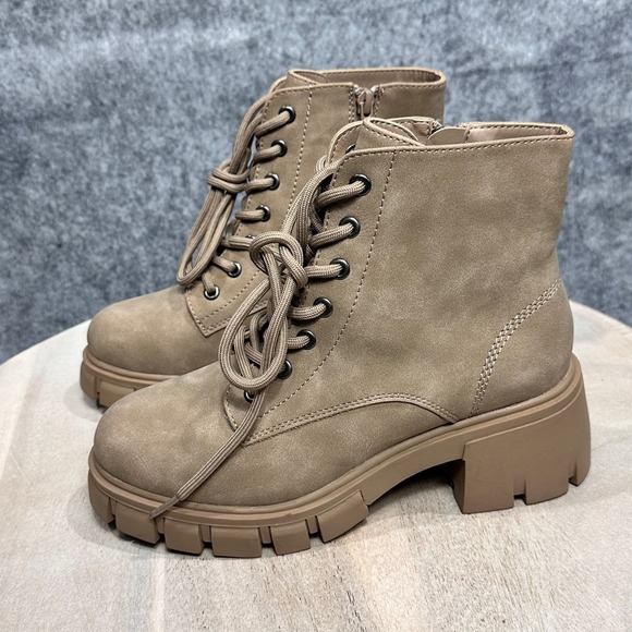 MIA Metri Boot Tan Womens 7 Lug Sole Combat Ankle Boots - Picture 7 of 13